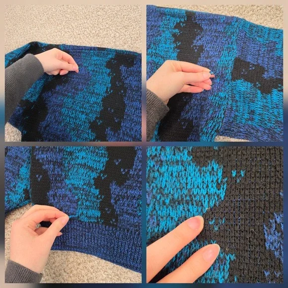 Vtg Retro 80s 90s Permit Knit cardigan Mens Large Abstract Wavy Art Coogi Style - Picture 6 of 6